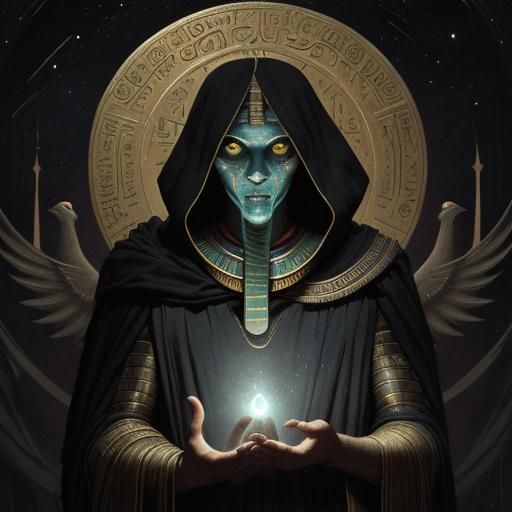 Thoth Gazing at Stars in Gothic Horror Style
