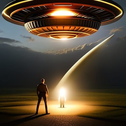 Giant Flying Saucer Abduction at Night