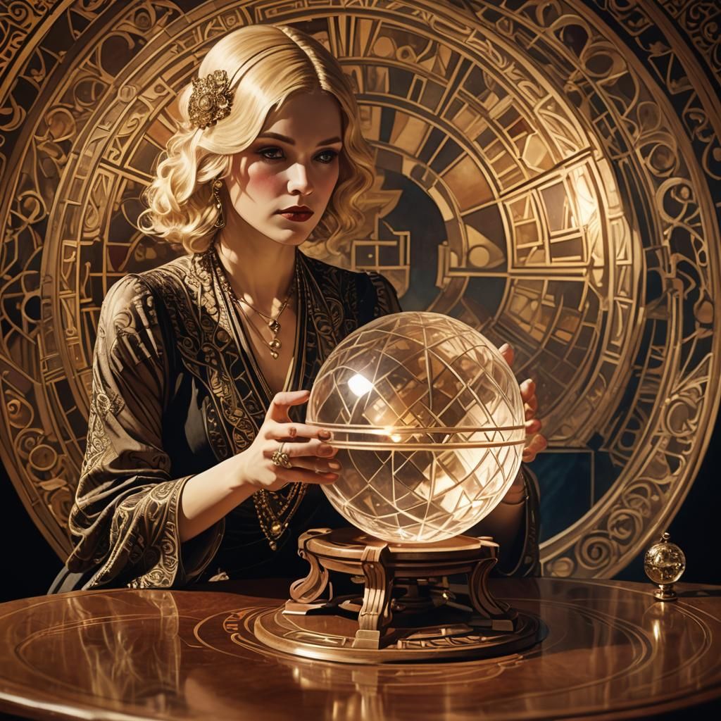 Art Deco Fortune Teller with Crystal Ball
