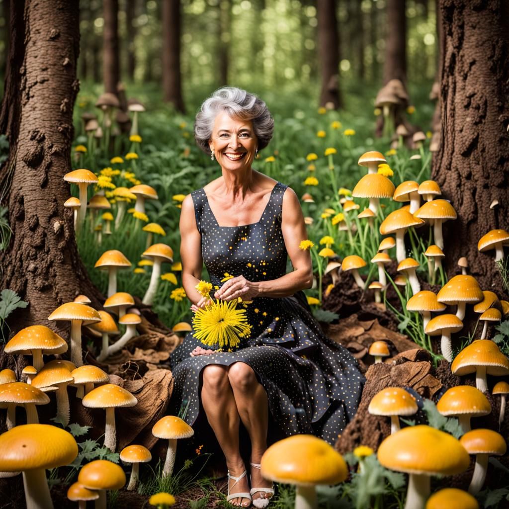 Enchanting Elf Maid in Mushroom Garden Portrait