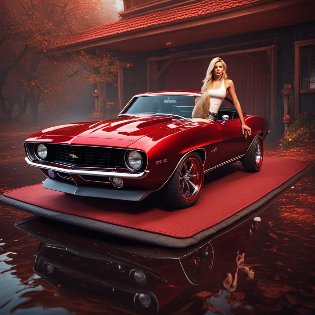 Candy Apple Red Camaro with Blond Female, Detailed Matte Pai...