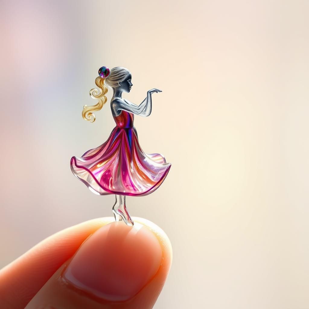 Glass Sculpture of Dancer in Art Nouveau Style