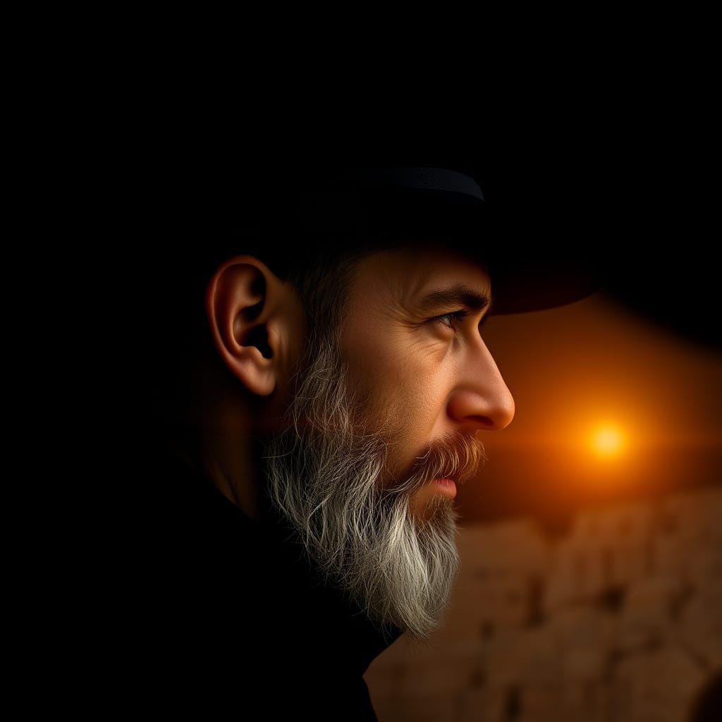 Mysterious Man of Jerusalem's Wailing Wall in Moody Double E...