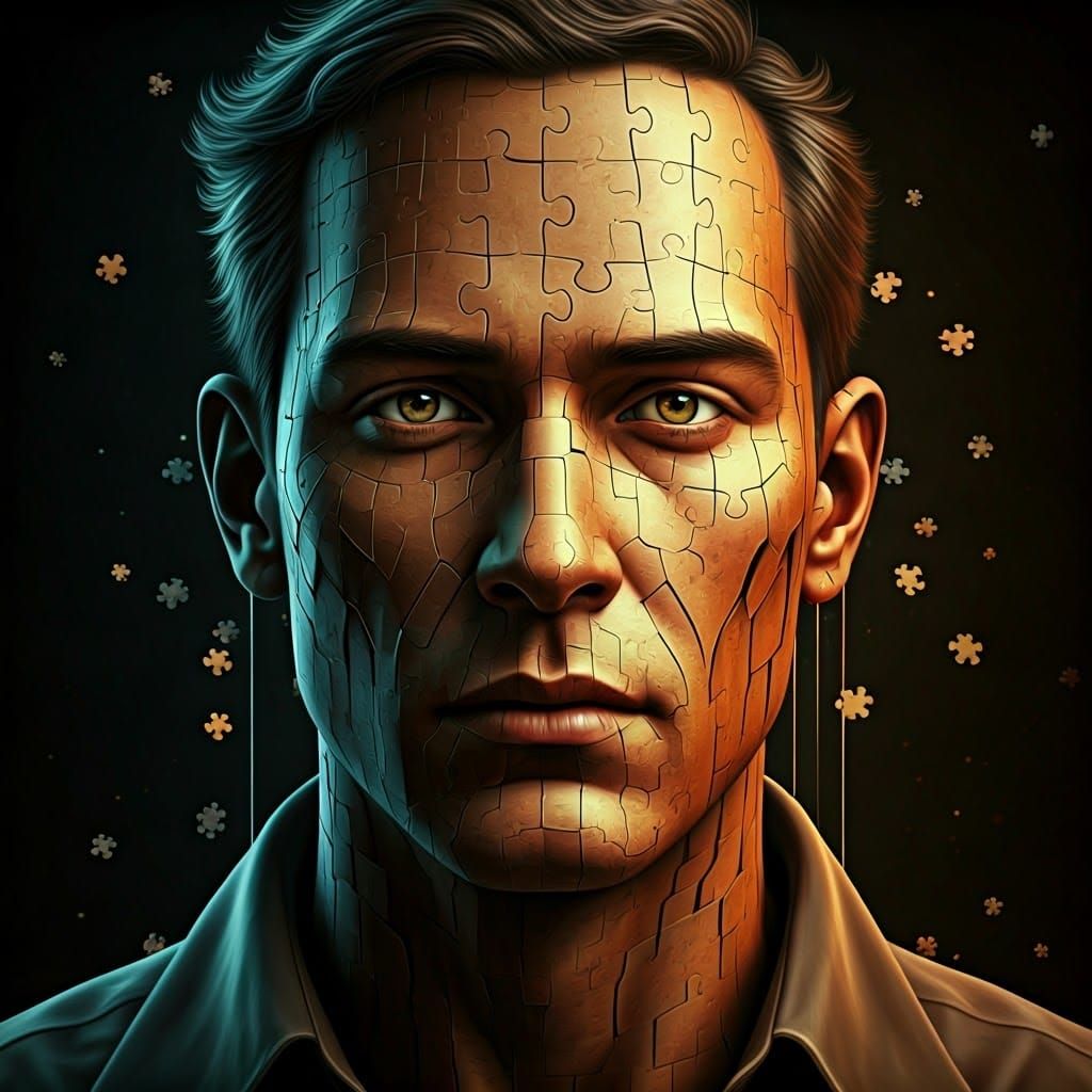 Fragmented Man: A Surreal Digital Collage