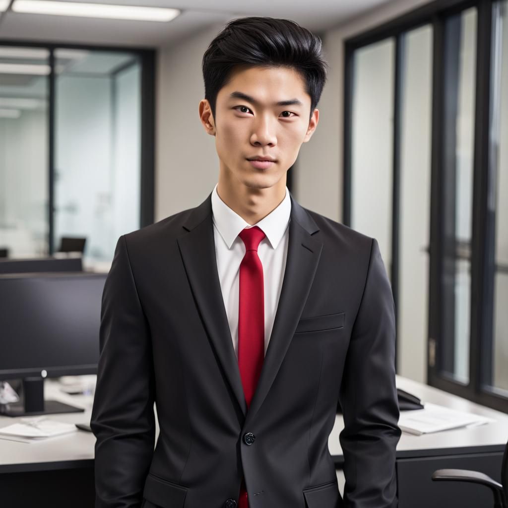 Asian Man in Business Suit in Office