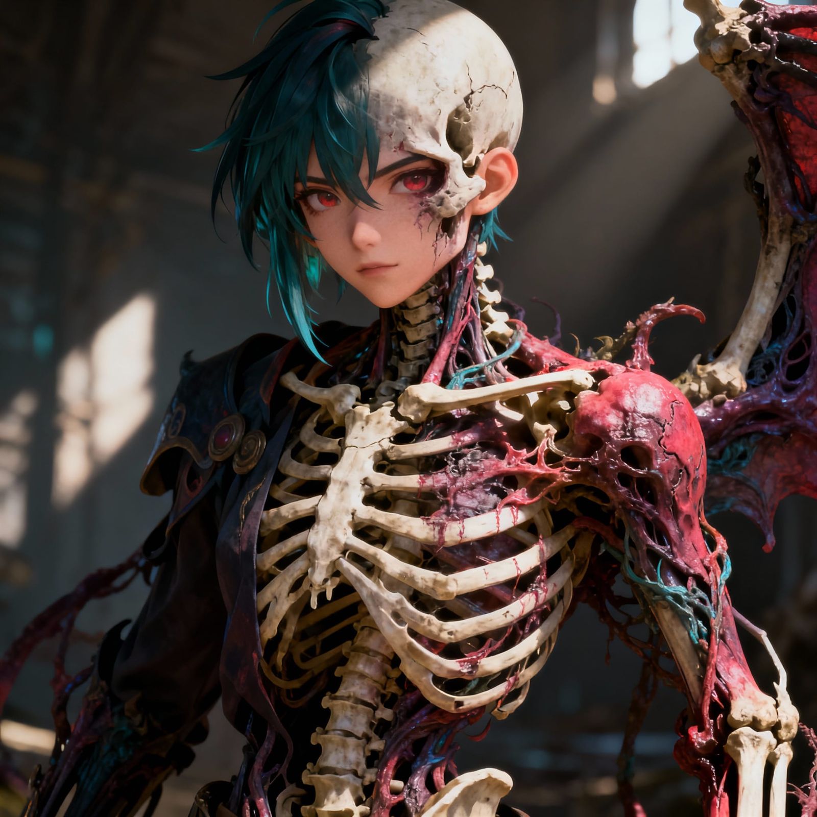 Half Human Half Skeleton Fantasy Character Art