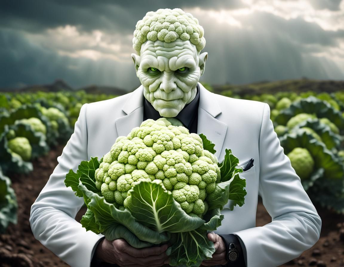 Sinister Romanesco Cauliflower Man Portrait