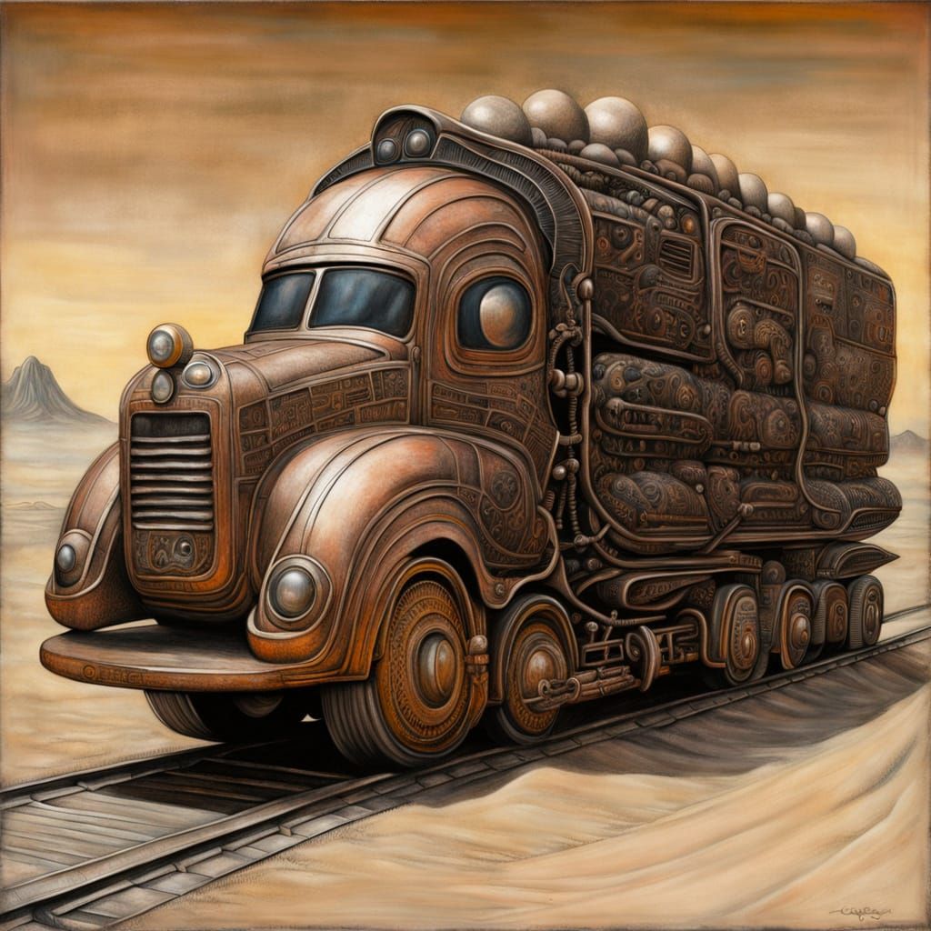 Biomechanical Sumo Buddha Train Truck in HR Giger Style