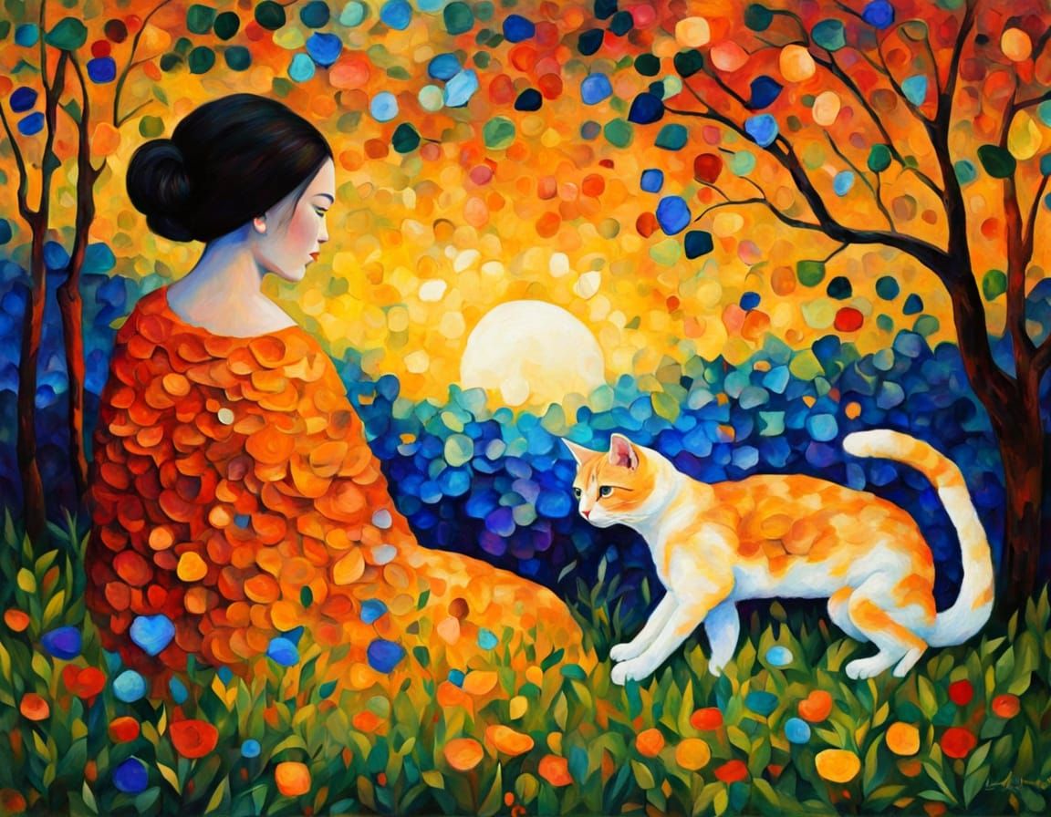 Woman in Vibrant Sunset, Gustav Klimt and Gabriel Pacheco St...