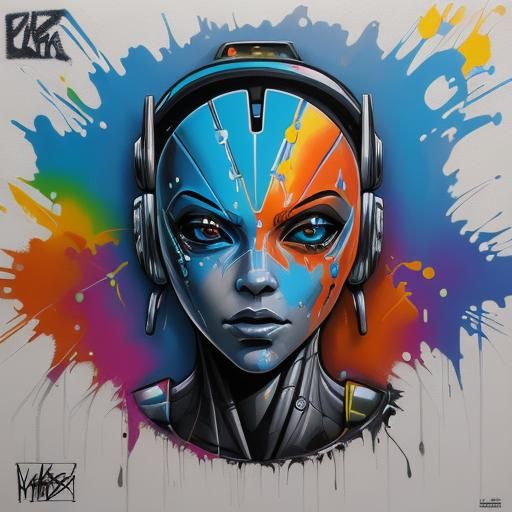 Robot-Controlled World in Graffiti Art Style