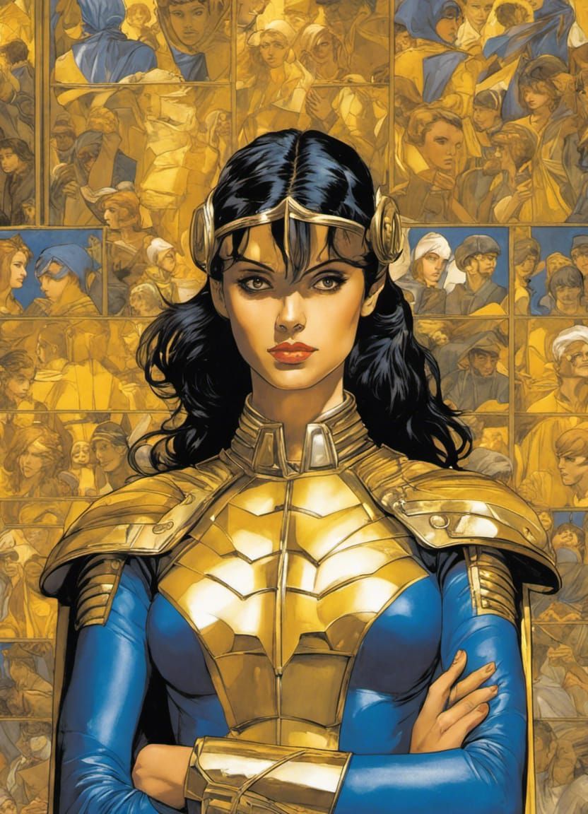 Superheroine in Nanotech Armor Graphic Novel Illustration