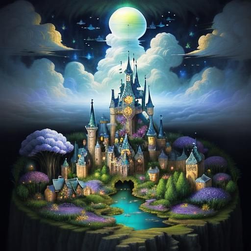 Medieval Artist's Cloud Paradise: A Whimsical Wonderland