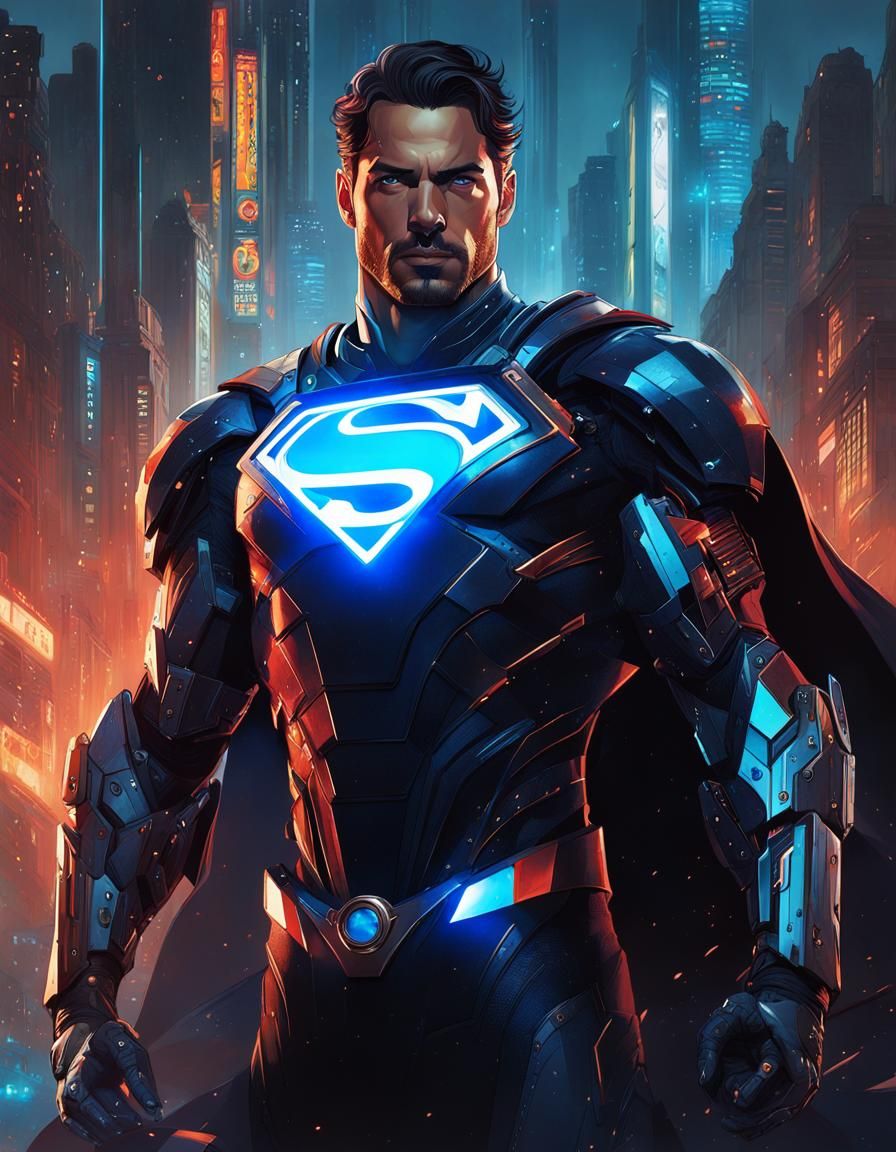 Futuristic Cyborg Superman: Sci-Fi Digital Art