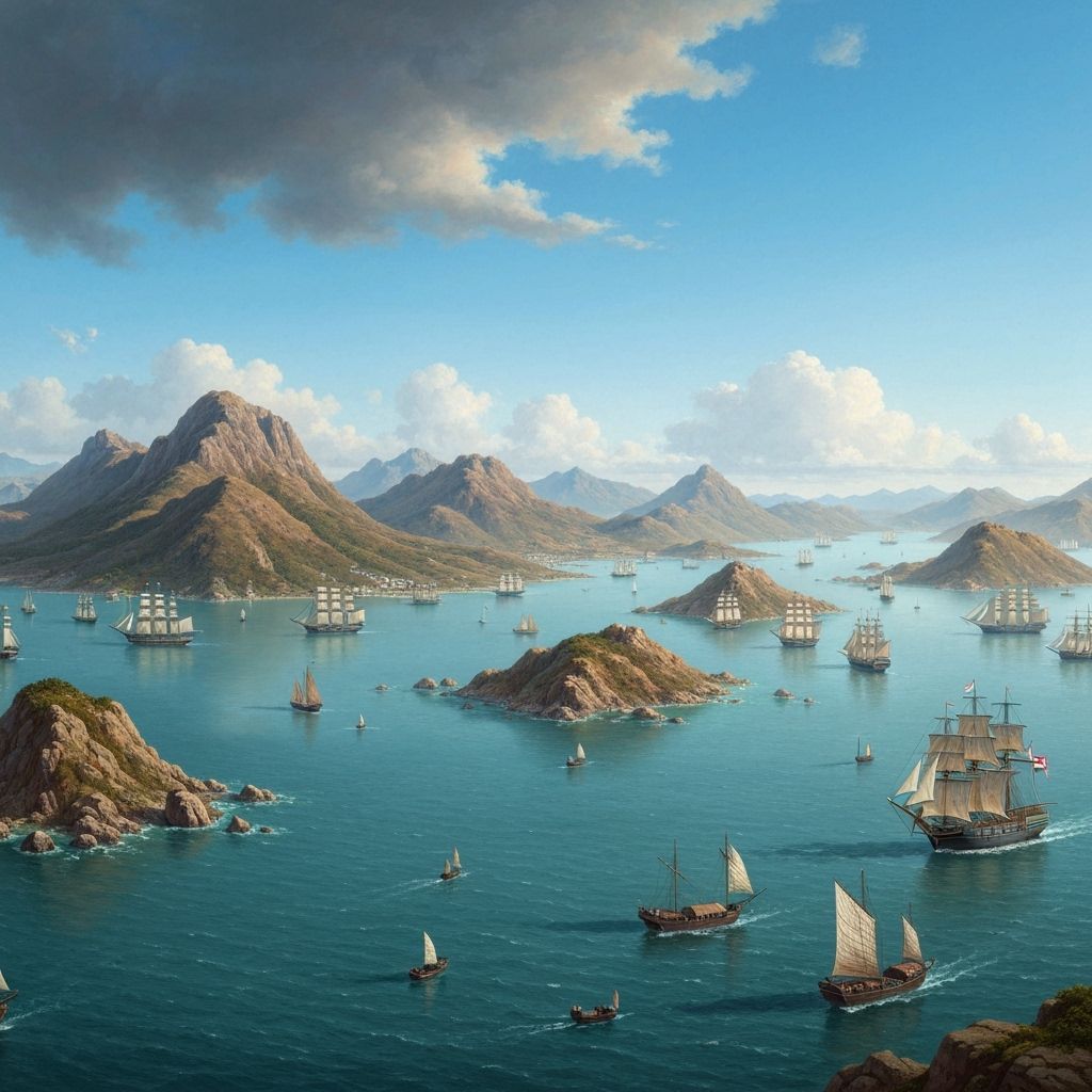 Hong Kong Harbor 1841: Maritime Oil Painting