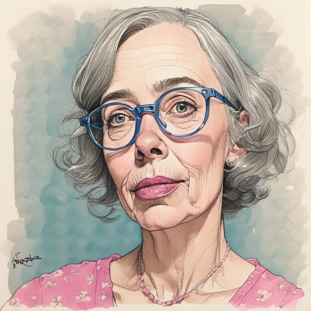 Ink Portrait of a Trans Woman in Rockwell Style