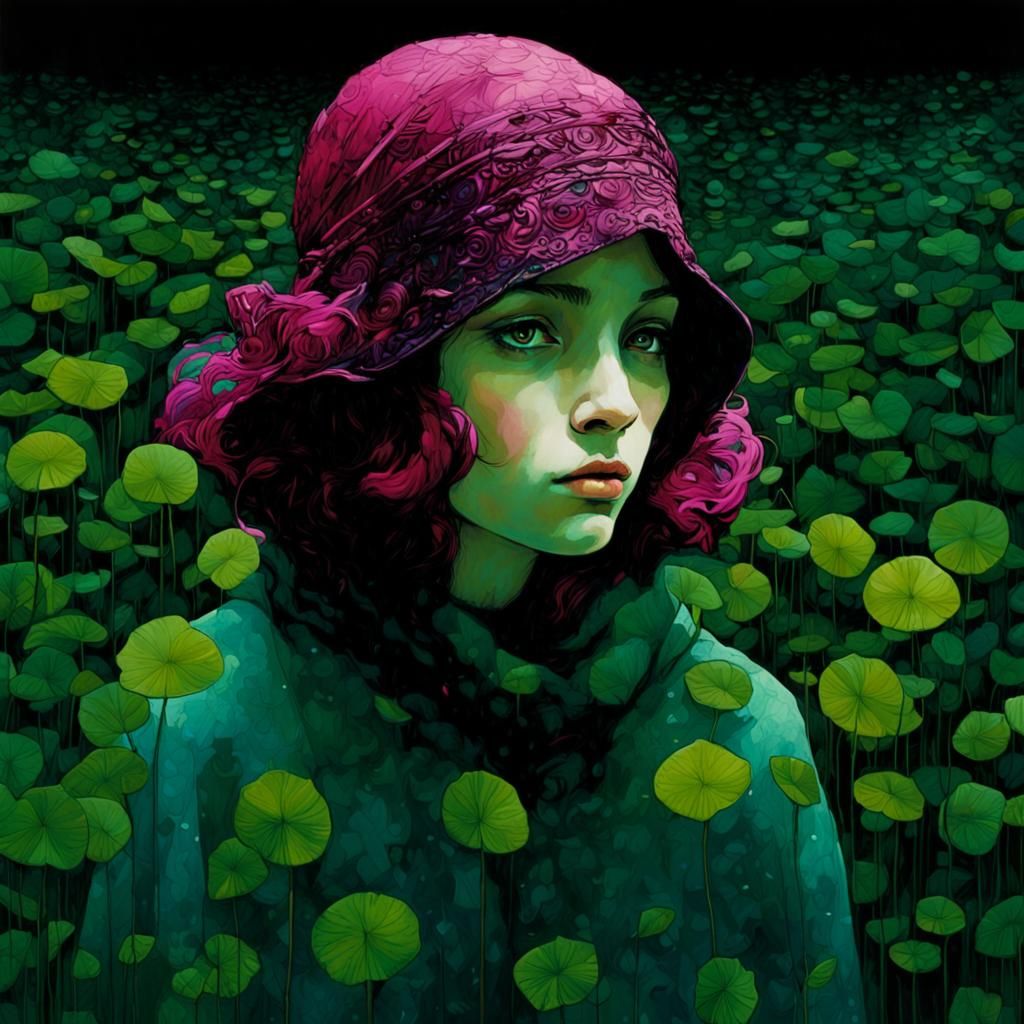 Vibrant Figure in Waiting: Art Style Image