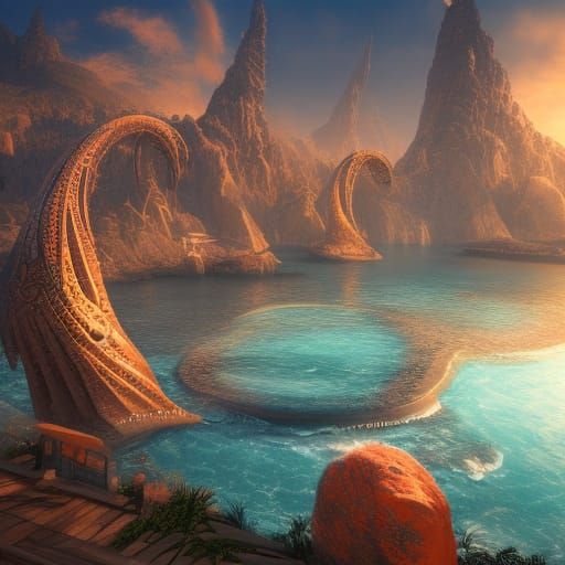 Woman in Bikini: Detailed Fantasy Matte Painting