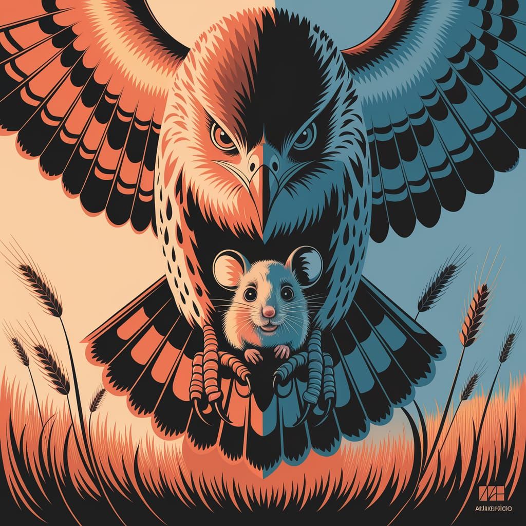 Mouse in Hawk's Talons, Pop Art Style
