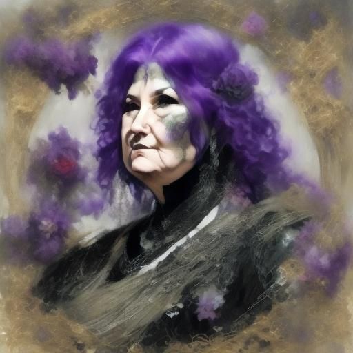 Gothic Woman Portrait with Purple Hair