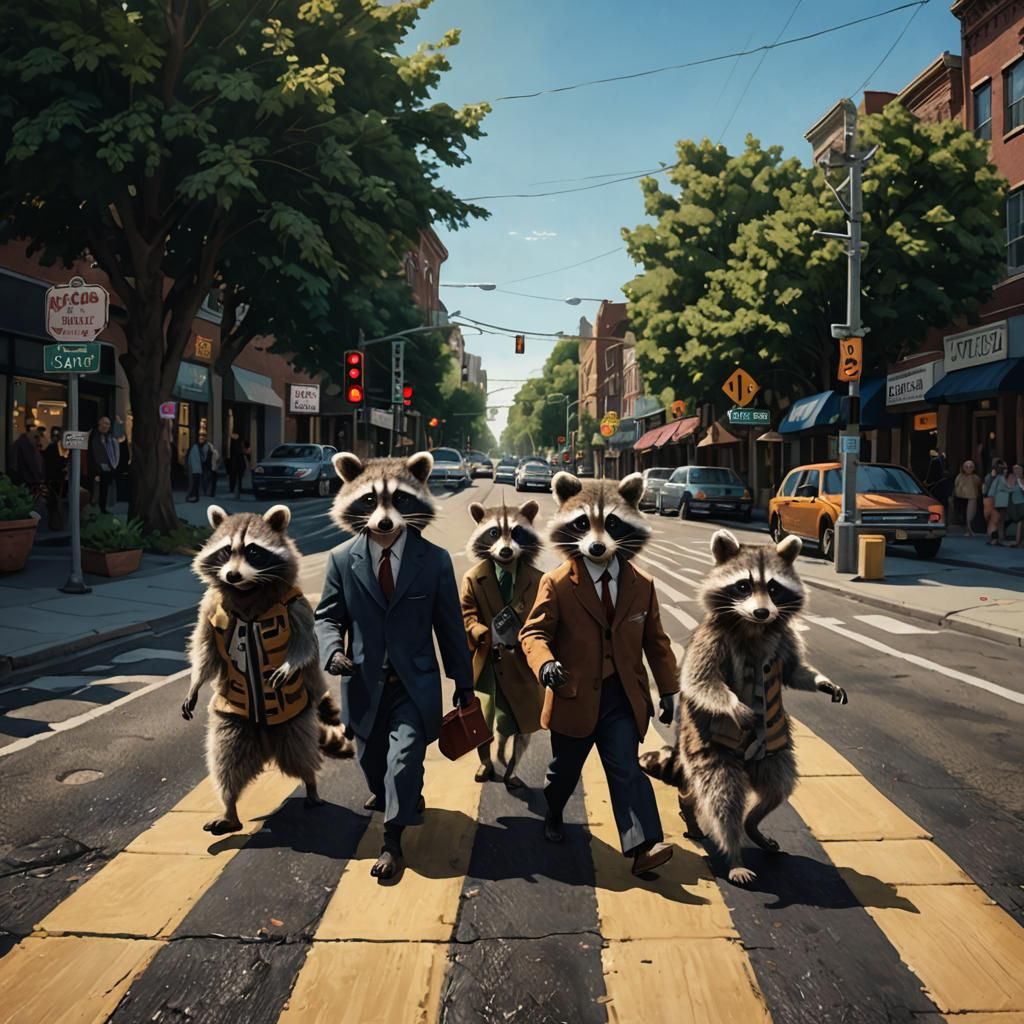 Raccoons Recreate Abbey Road Album Cover
