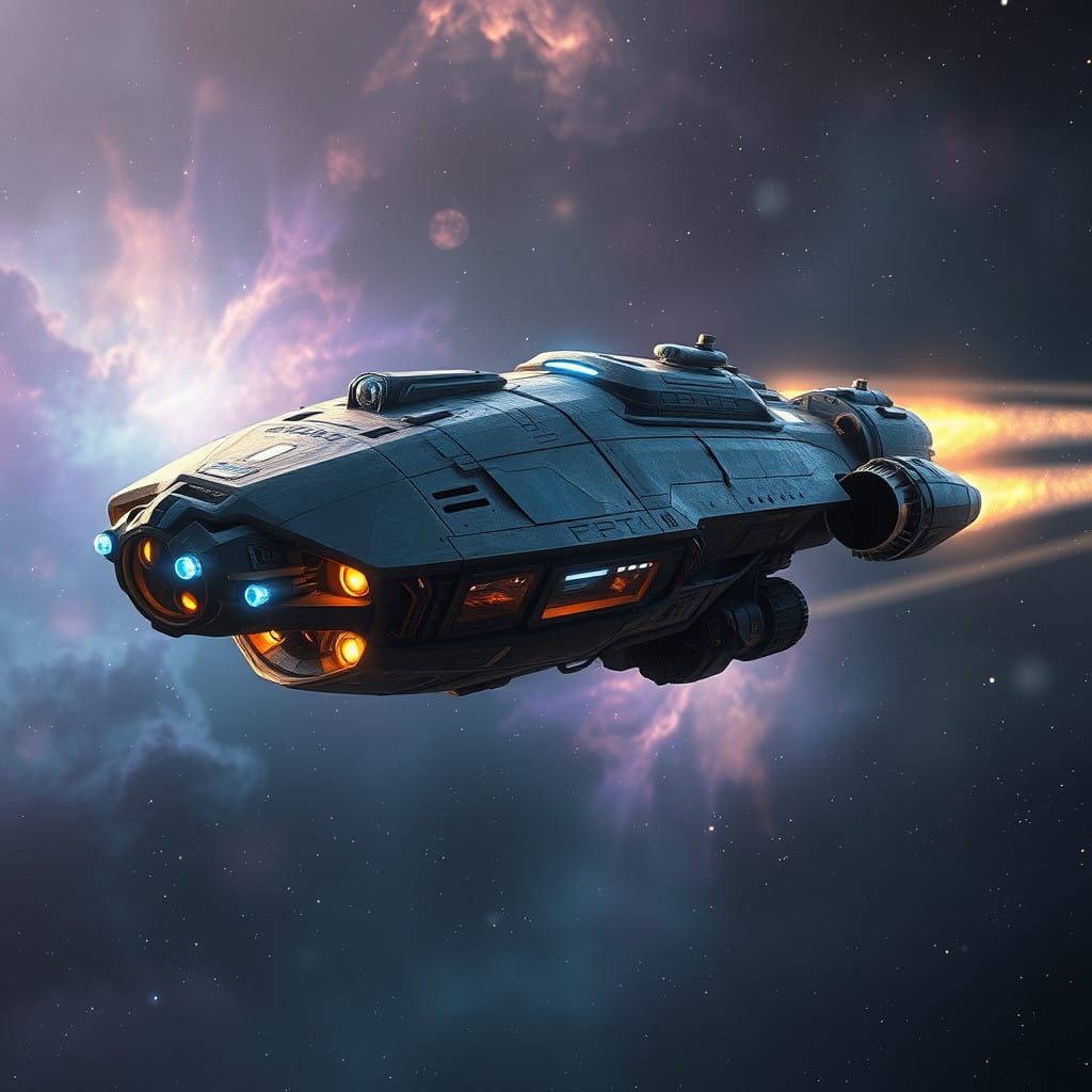 Ethereal Starship in Nebulae, Inspired by Babylon 5 Earthfor...