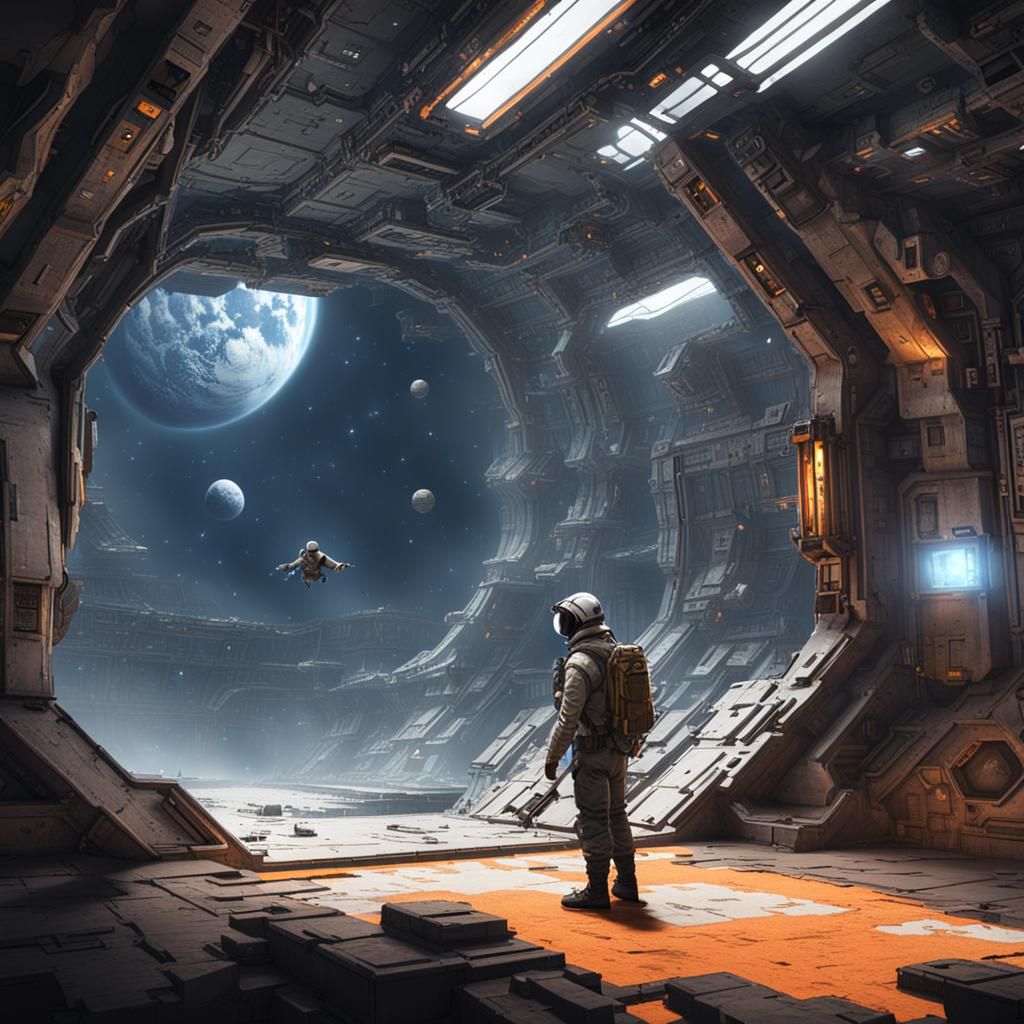 Explorer's Discovery in Abandoned Space Station