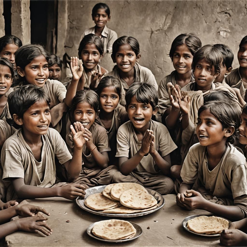 Resilient Children Sharing a Meal by Candlelight