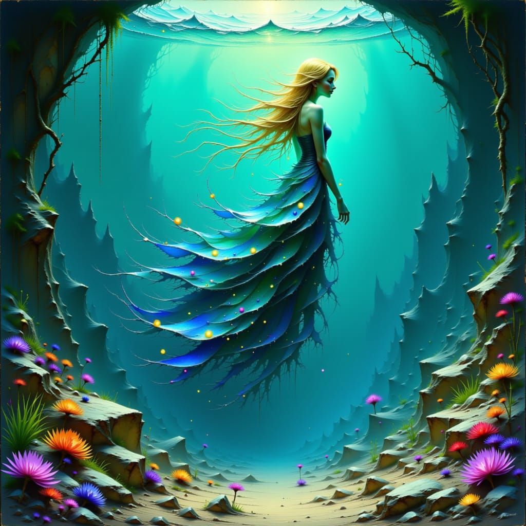 Wave Siren of Coral Reefs in Ethereal Style