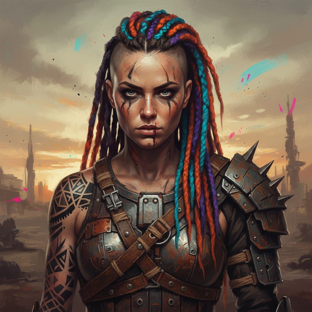 Post-Apocalyptic Warrior Woman with Tribal Tattoos