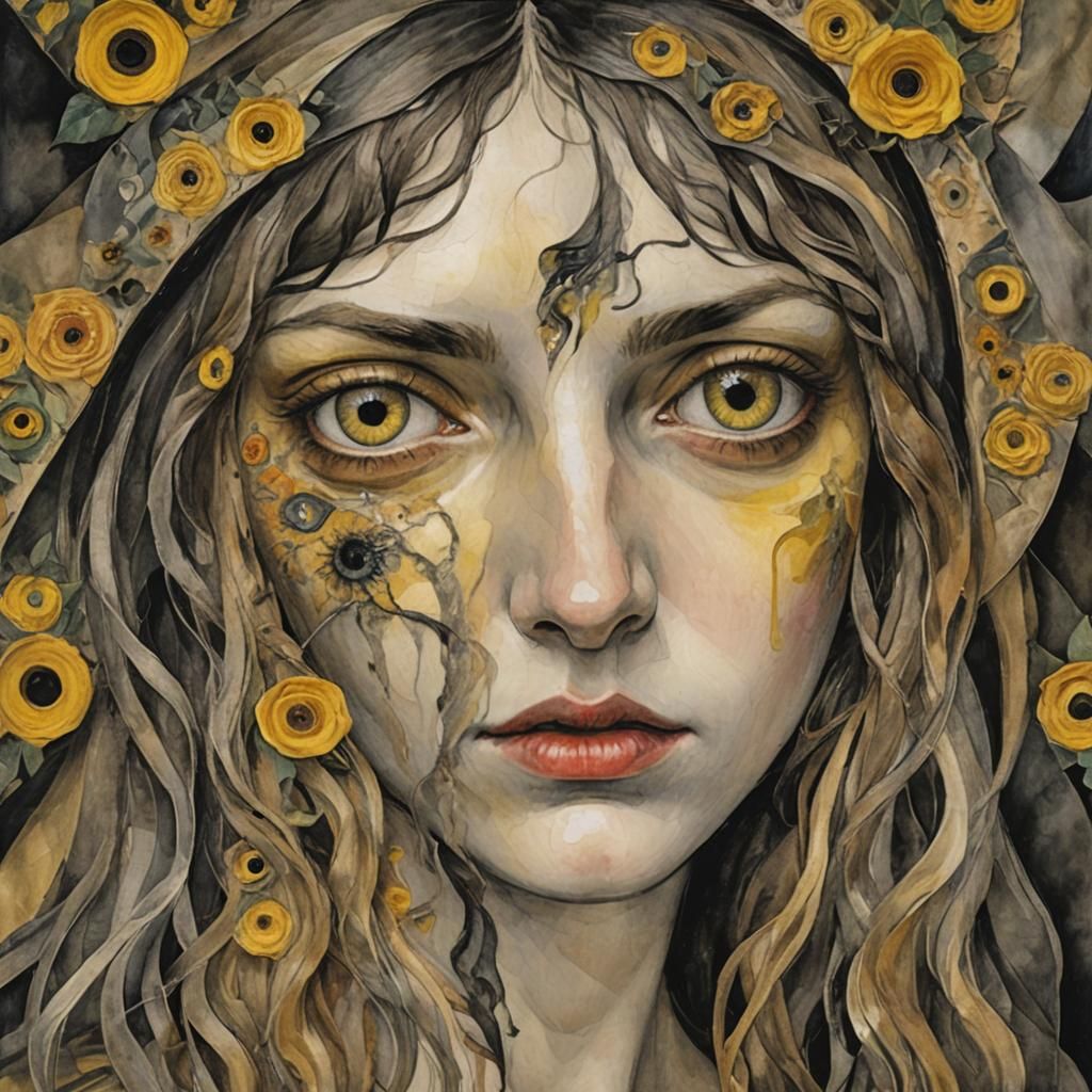 Melancholic Terror: A Watercolor Study of Frail Humanity