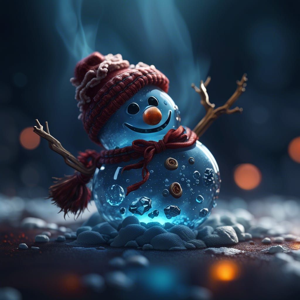 Tiny Glass Snowman: Detailed Matte Painting