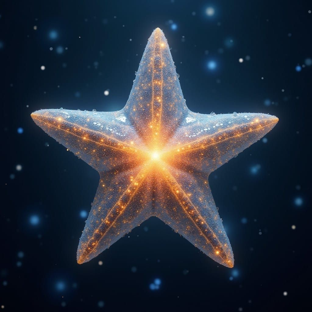 Shimmering Star with Ethereal Light in Digital Art Style