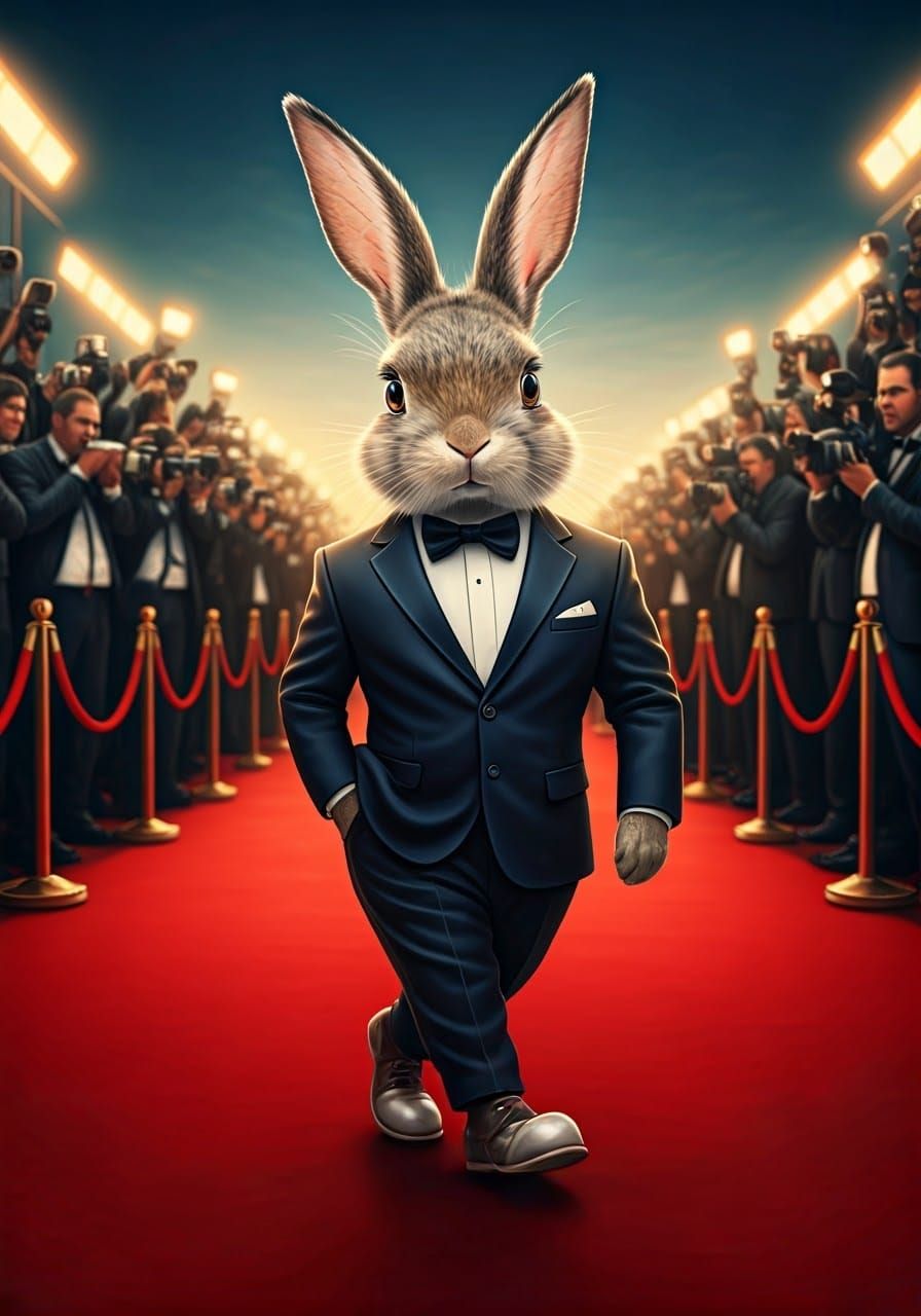 Glamorous Rabbit Struts Down Red Carpet