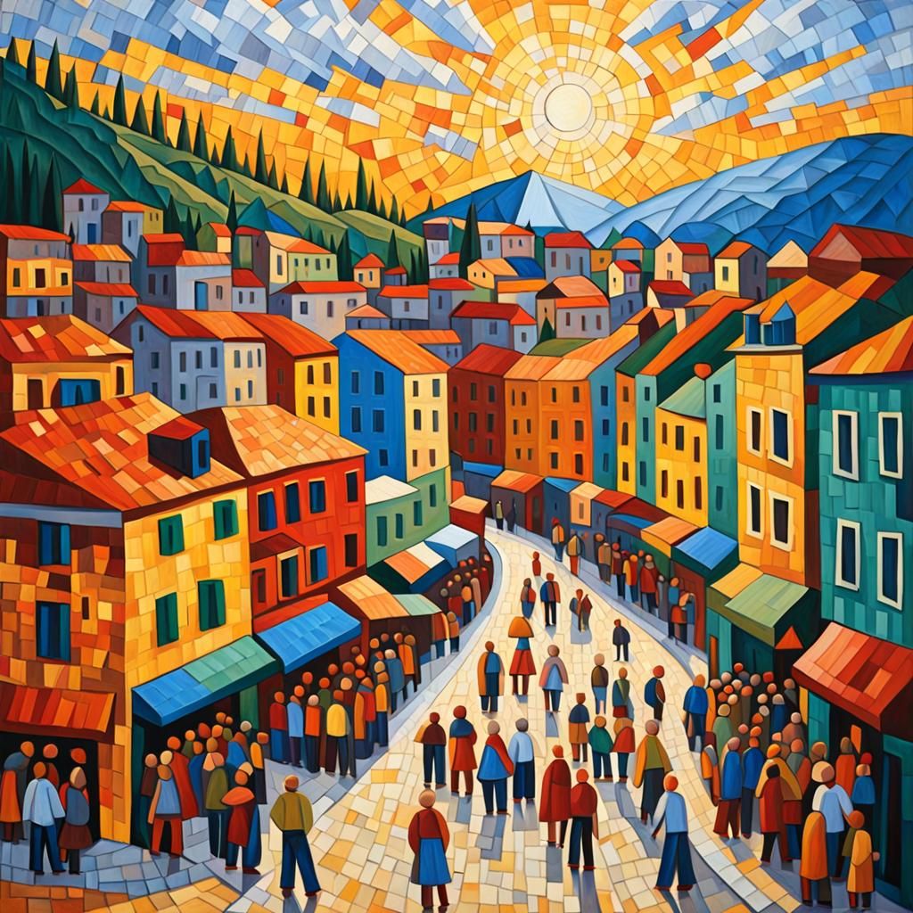 Vibrant Cityscape with Expressive Impasto Brushwork