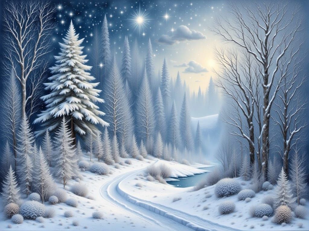 Magical Snowfall in Enchanted Winter Wilderness