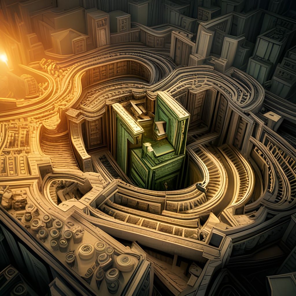 Money Maze Ending in Nothingness, Detailed Matte Painting