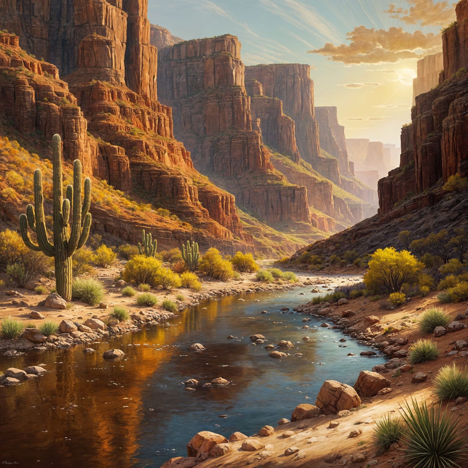 Earthly Canyon Scene in Warm Summer Colors