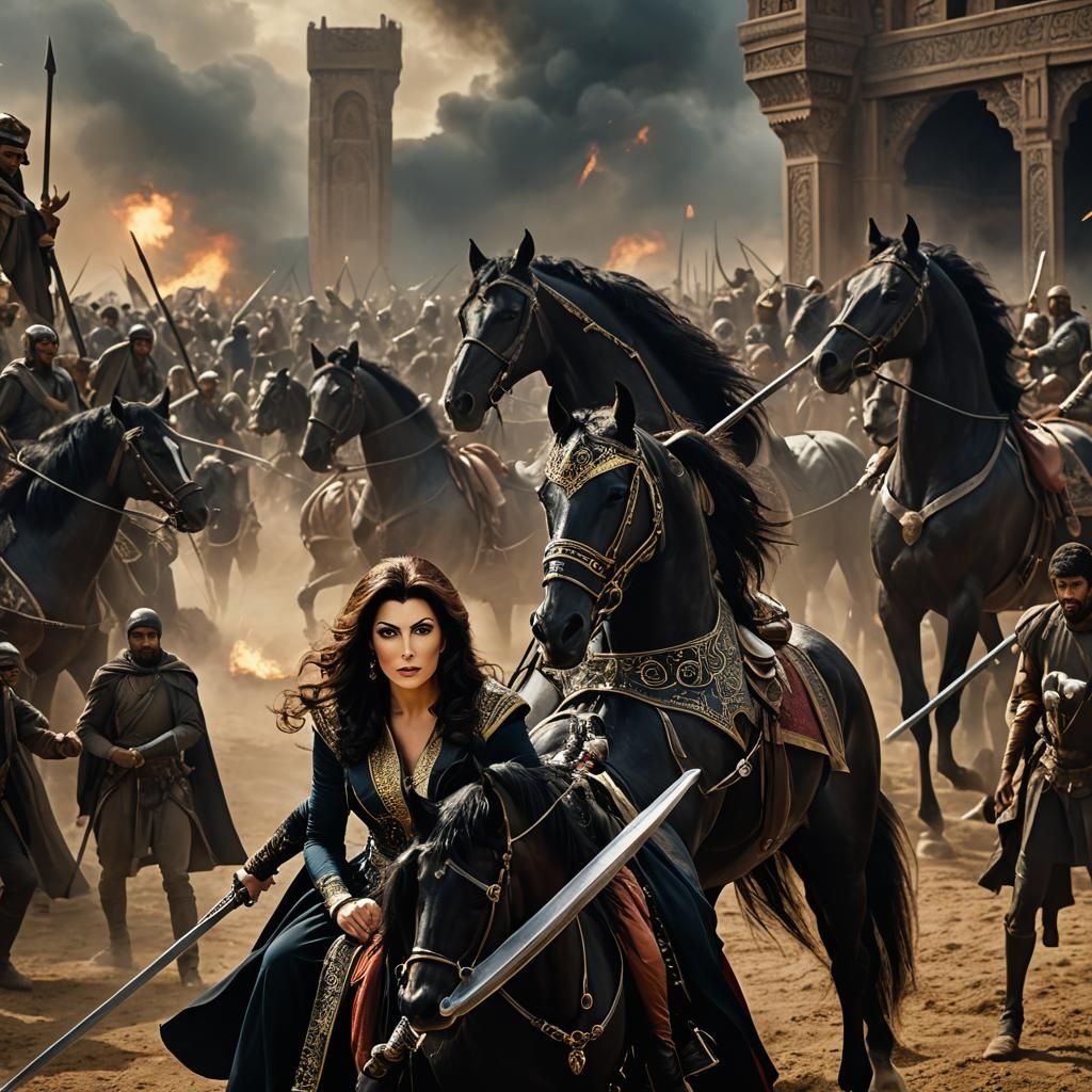 Deanna Troi as Arab Warrior on Horse in Battle
