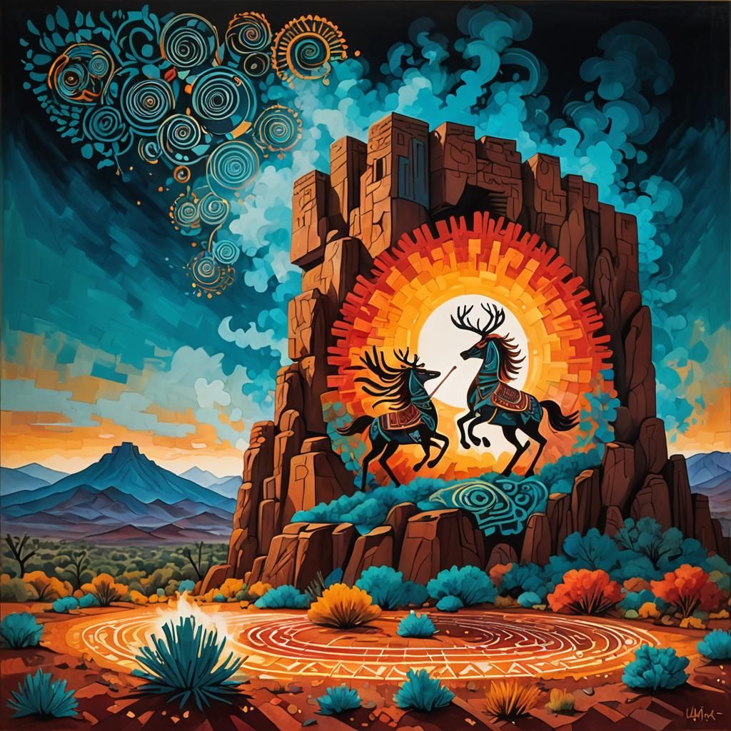 Danza Del Venado: Naif Folkloric Geometric Art