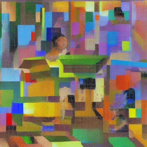 Pixel Artist in Studio: 8-bit Expressionist Masterpiece