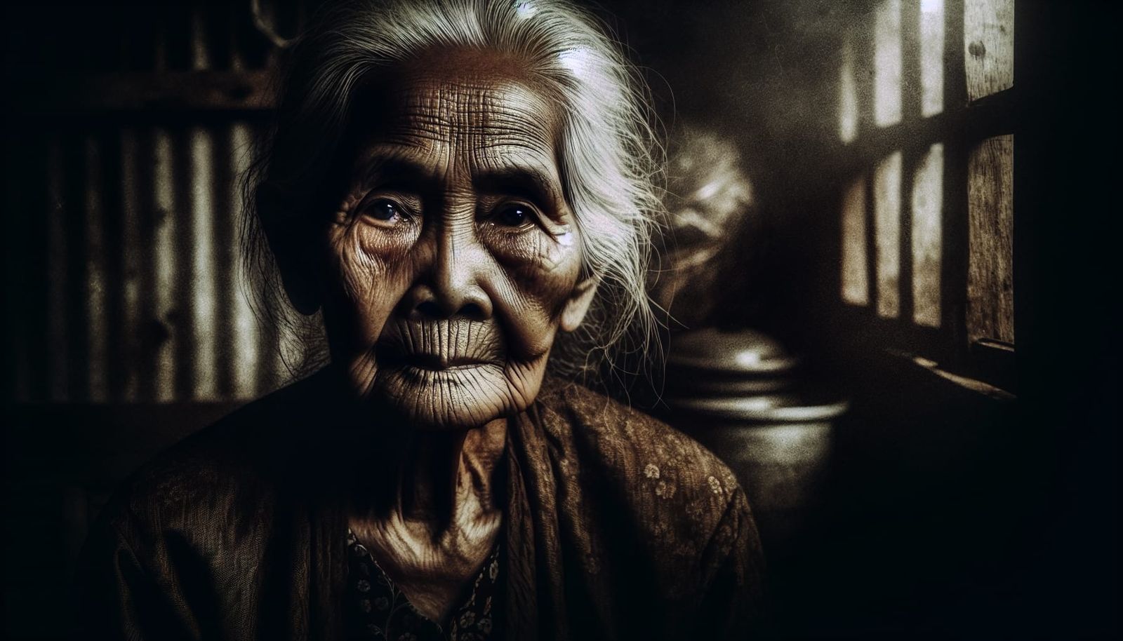 Vintage Portrait of a Wise South Asian Woman