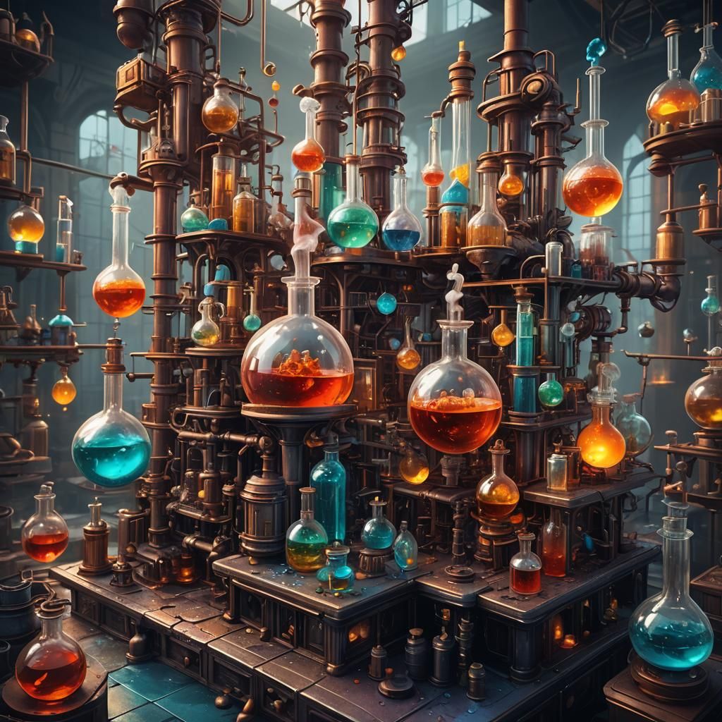Detailed Chemistry Poster in Fantasy Style