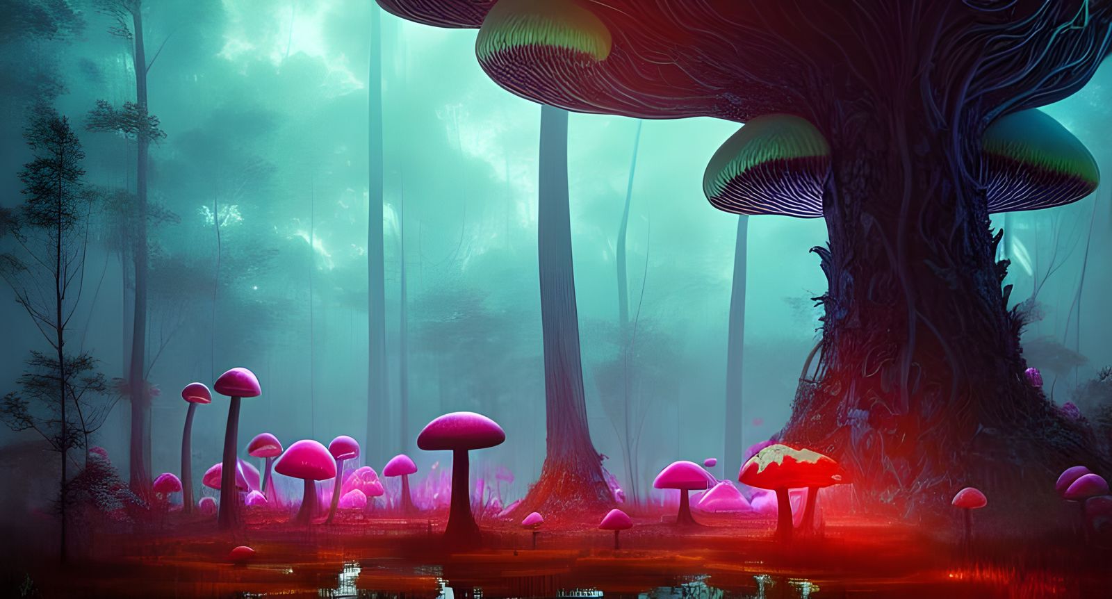 Radiant Alien Mushroom Forest Concept Art