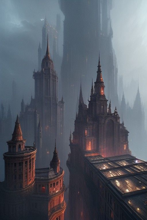 Epic Floating City with Sinister 3D Shading