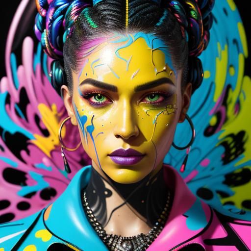 Hyperrealistic Portrait in Graffiti Art Style