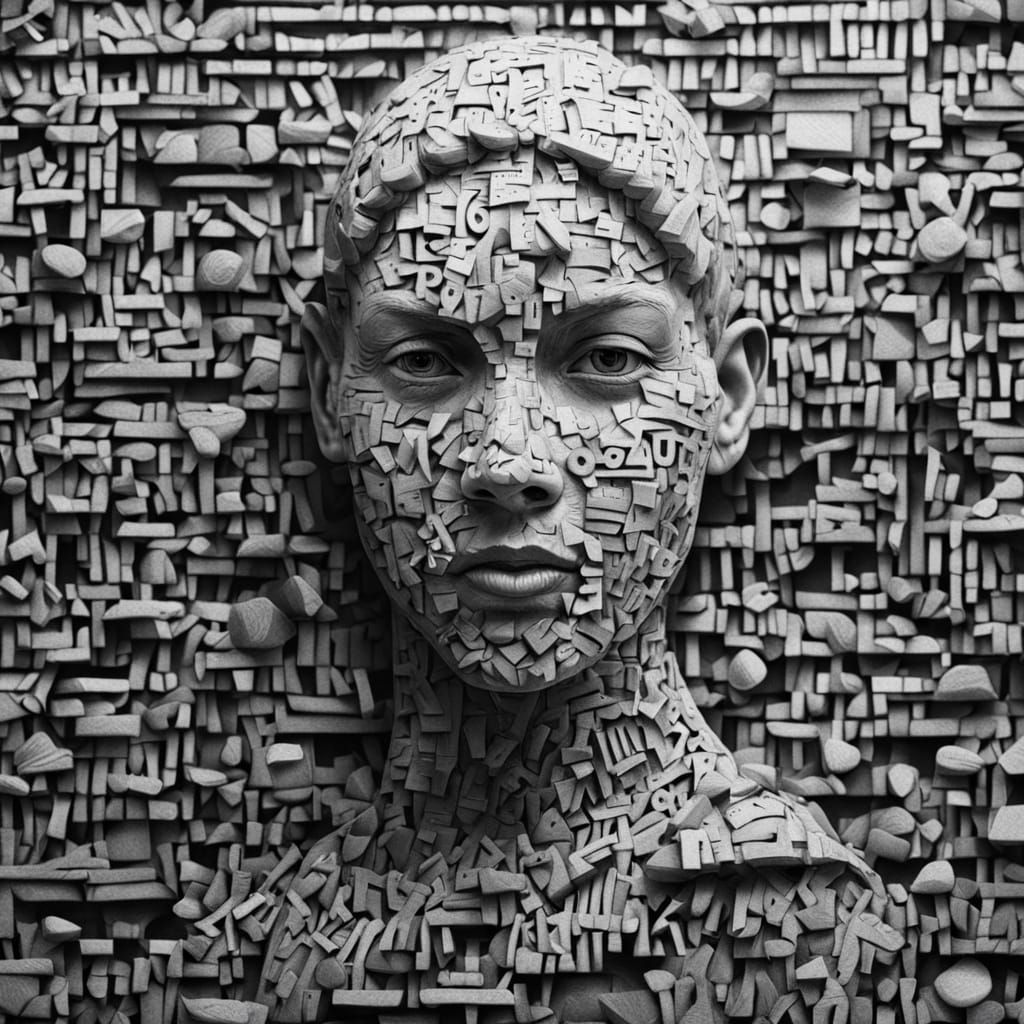 Text Woman in Embossed Oil Painting Style