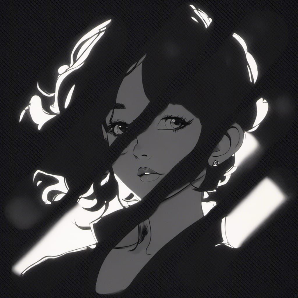 Anime Portrait with Neon Lights and Gothic Elements