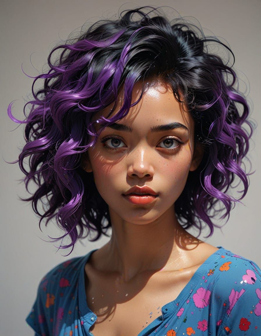 Hyperreal Portrait Painting of Elegant Black Woman