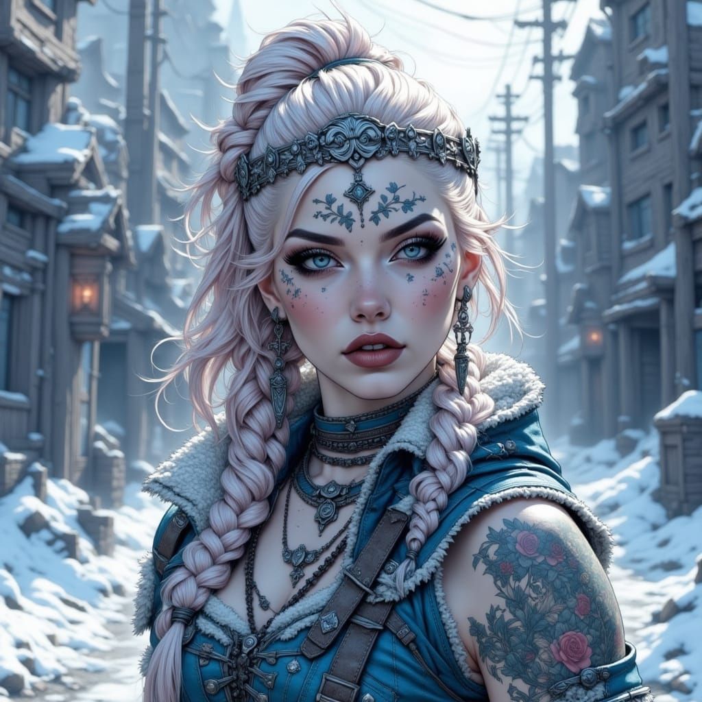 Medieval Winter Queen Ruling a Desolate Kingdom