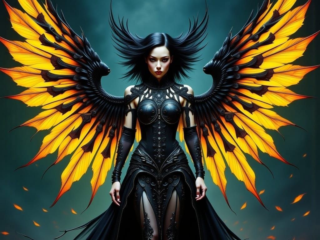 Dark Angel in Filigree Metal Armor